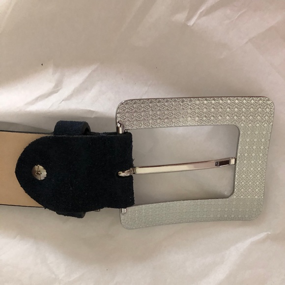 Roccobarocco navy blue suede designer logo belt - Picture 6 of 8